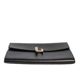 Pre Owned Hermes Noir Veau Villandry Leather Cinhetic Clutch
