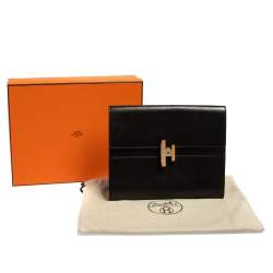 Pre Owned Hermes Noir Veau Villandry Leather Cinhetic Clutch