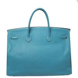 Hermes Blue Jean Togo Leather Palladium Hardware Birkin 40 Bag