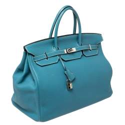 Hermes Blue Jean Togo Leather Palladium Hardware Birkin 40 Bag