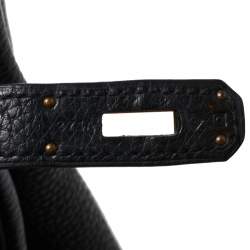 Hermes Black Clemence Leather Gold Hardware Birkin 35 Bag