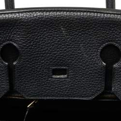 Hermes Black Clemence Leather Gold Hardware Birkin 35 Bag