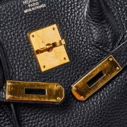 Hermes Black Clemence Leather Gold Hardware Birkin 35 Bag