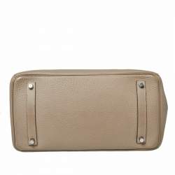 Pre Owned Hermes Gris Tourterelle Togo Leather Palladium Hardware Birkin 35 Bag