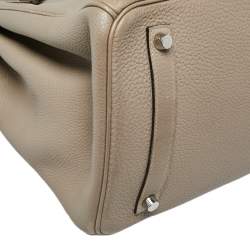 Pre Owned Hermes Gris Tourterelle Togo Leather Palladium Hardware Birkin 35 Bag