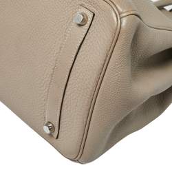 Pre Owned Hermes Gris Tourterelle Togo Leather Palladium Hardware Birkin 35 Bag