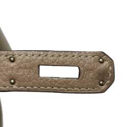 Pre Owned Hermes Gris Tourterelle Togo Leather Palladium Hardware Birkin 35 Bag