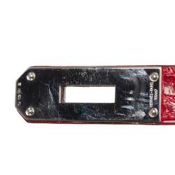 Pre Owned Hermès Rouge Braise Porosus Crocodile 18K White Gold Encrusted Diamond Birkin 35 Bag