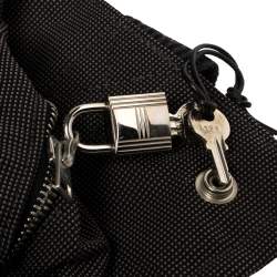 Hermes Dark Grey Canvas Herline PM Travel Backpack