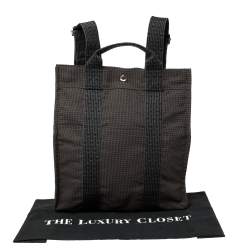 Hermes Dark Grey Canvas Herline PM Travel Backpack