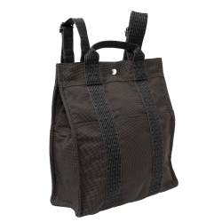 Hermes Dark Grey Canvas Herline PM Travel Backpack