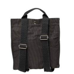 Hermes Dark Grey Canvas Herline PM Travel Backpack