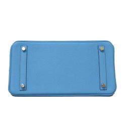 مملوكة مسبقًا Hermes Blue Togo Leather Palladium Hardware Birkin 30 Bag