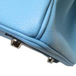 مملوكة مسبقًا Hermes Blue Togo Leather Palladium Hardware Birkin 30 Bag