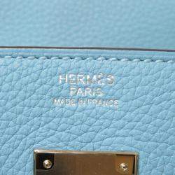 مملوكة مسبقًا Hermes Blue Togo Leather Palladium Hardware Birkin 30 Bag