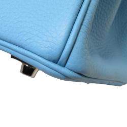 مملوكة مسبقًا Hermes Blue Togo Leather Palladium Hardware Birkin 30 Bag