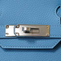 مملوكة مسبقًا Hermes Blue Togo Leather Palladium Hardware Birkin 30 Bag