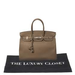 Pre Owned Hermes Etoupe Grey Togo Leather Palladium Hardware Birkin 35 Bag