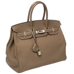 Pre Owned Hermes Etoupe Grey Togo Leather Palladium Hardware Birkin 35 Bag