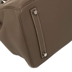 Pre Owned Hermes Etoupe Grey Togo Leather Palladium Hardware Birkin 35 Bag