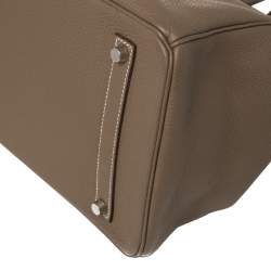 Pre Owned Hermes Etoupe Grey Togo Leather Palladium Hardware Birkin 35 Bag