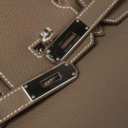 Pre Owned Hermes Etoupe Grey Togo Leather Palladium Hardware Birkin 35 Bag