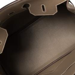 Pre Owned Hermes Etoupe Grey Togo Leather Palladium Hardware Birkin 35 Bag