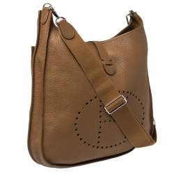 Pre Owned Hermes Alezan Taurillon Clemence Leather Evelyne III TGM Bag