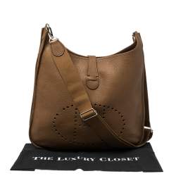 Pre Owned Hermes Alezan Taurillon Clemence Leather Evelyne III TGM Bag