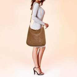 Pre Owned Hermes Alezan Taurillon Clemence Leather Evelyne III TGM Bag