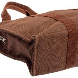 Pre Owned Hermes Brown Canvas Herline GM Tote Bag