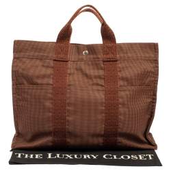 Pre Owned Hermes Brown Canvas Herline GM Tote Bag