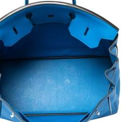 Hermes Bleu Hydra Taurillon Clemence Leather Palladium Hardware Birkin 40 Bag