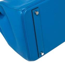 Hermes Bleu Hydra Taurillon Clemence Leather Palladium Hardware Birkin 40 Bag
