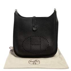 Pre Owned Hermes Black Clemence Leather Evelyne III PM Bag