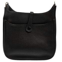 Pre Owned Hermes Black Clemence Leather Evelyne III PM Bag