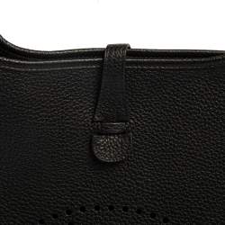 Pre Owned Hermes Black Clemence Leather Evelyne III PM Bag