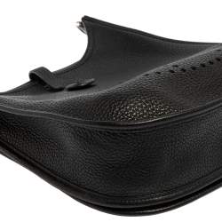 Pre Owned Hermes Black Clemence Leather Evelyne III PM Bag