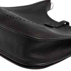 Pre Owned Hermes Black Clemence Leather Evelyne III PM Bag