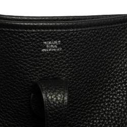 Pre Owned Hermes Black Clemence Leather Evelyne III PM Bag