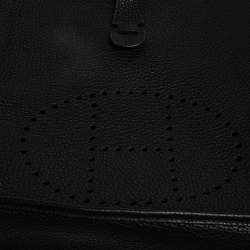 Pre Owned Hermes Black Clemence Leather Evelyne III PM Bag