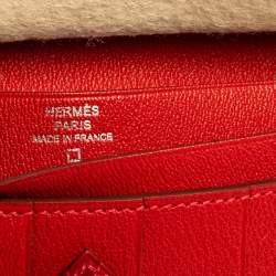 Pre Owned Hermes Braise Shine Alligator Palladium Finished Bearn Gusset Wallet