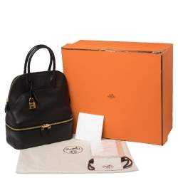 Pre Owned Hermès Black Swift Leather Gold Finished Bolide Secret Bag