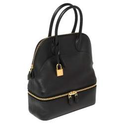 Pre Owned Hermès Black Swift Leather Gold Finished Bolide Secret Bag