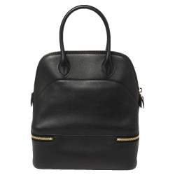 Pre Owned Hermès Black Swift Leather Gold Finished Bolide Secret Bag