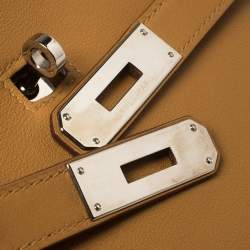 Pre Owned Hermes Natural Sable/Ocre Swift and Togo Leather Jypsiere 28 Bag