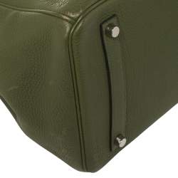 Hermes Vert Pelouse Togo Leather Palladium Finished Birkin 35 Bag