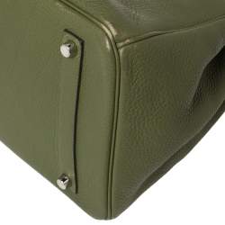 Hermes Vert Pelouse Togo Leather Palladium Finished Birkin 35 Bag