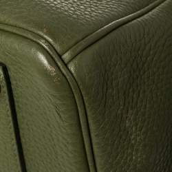 Hermes Vert Pelouse Togo Leather Palladium Finished Birkin 35 Bag