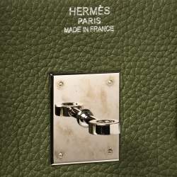 Hermes Vert Pelouse Togo Leather Palladium Finished Birkin 35 Bag